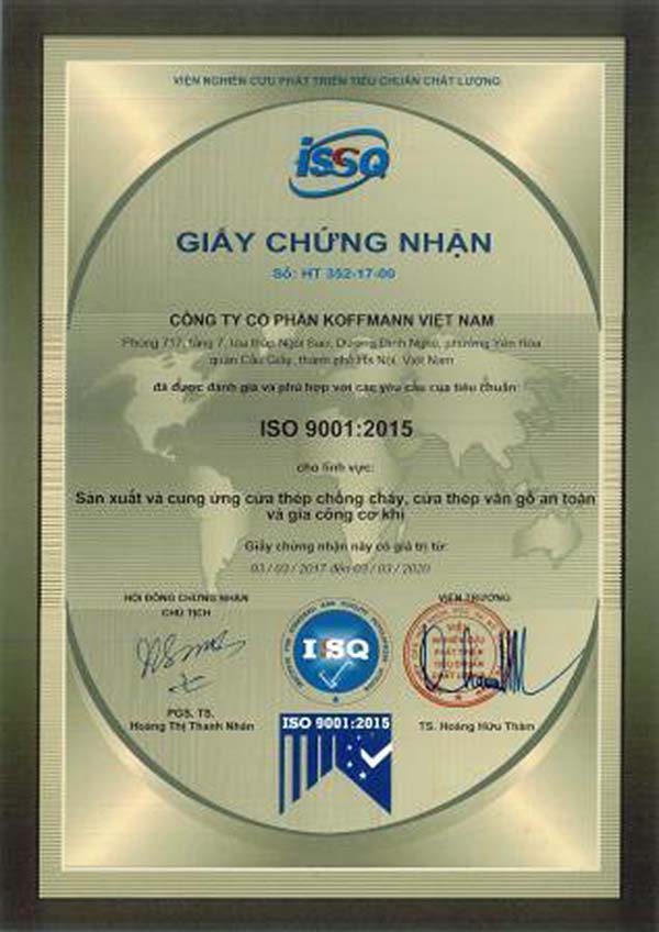 Giấy chứng nhận ISO 9001 2015